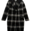 Damski wełniany płaszcz w kratę w kolorze czarnym